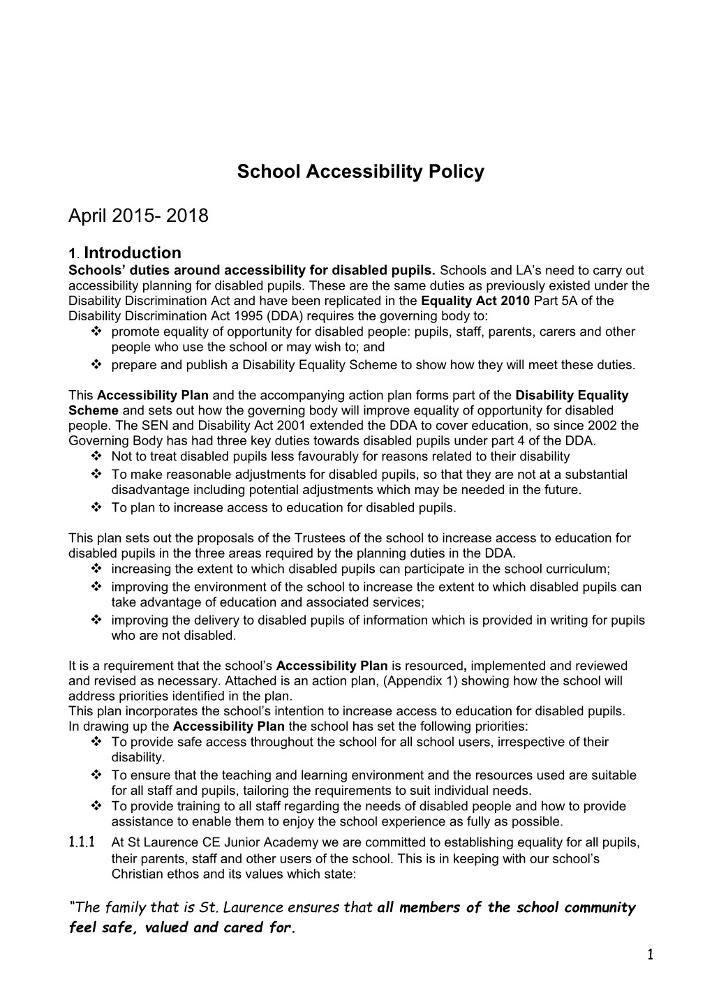 School Accessibility Policy