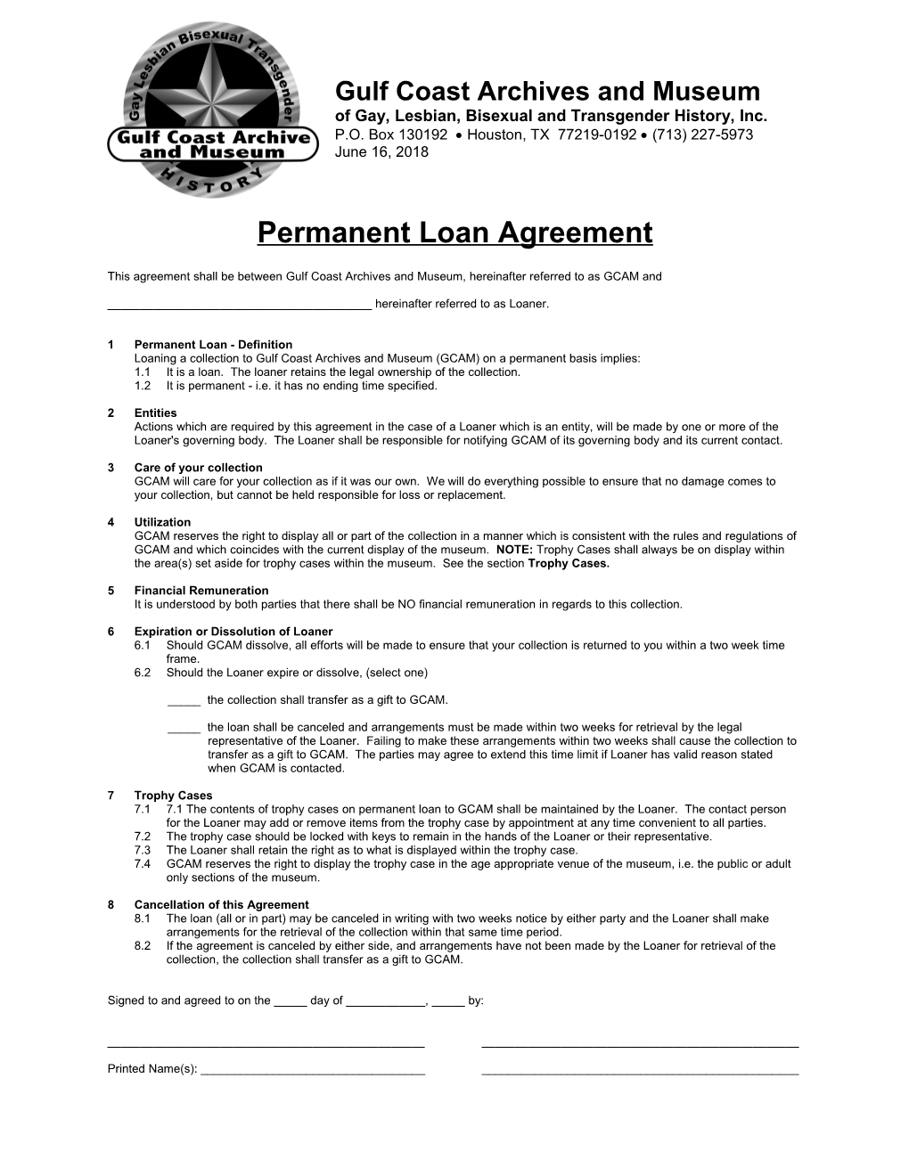 Permanent Loan Agreement