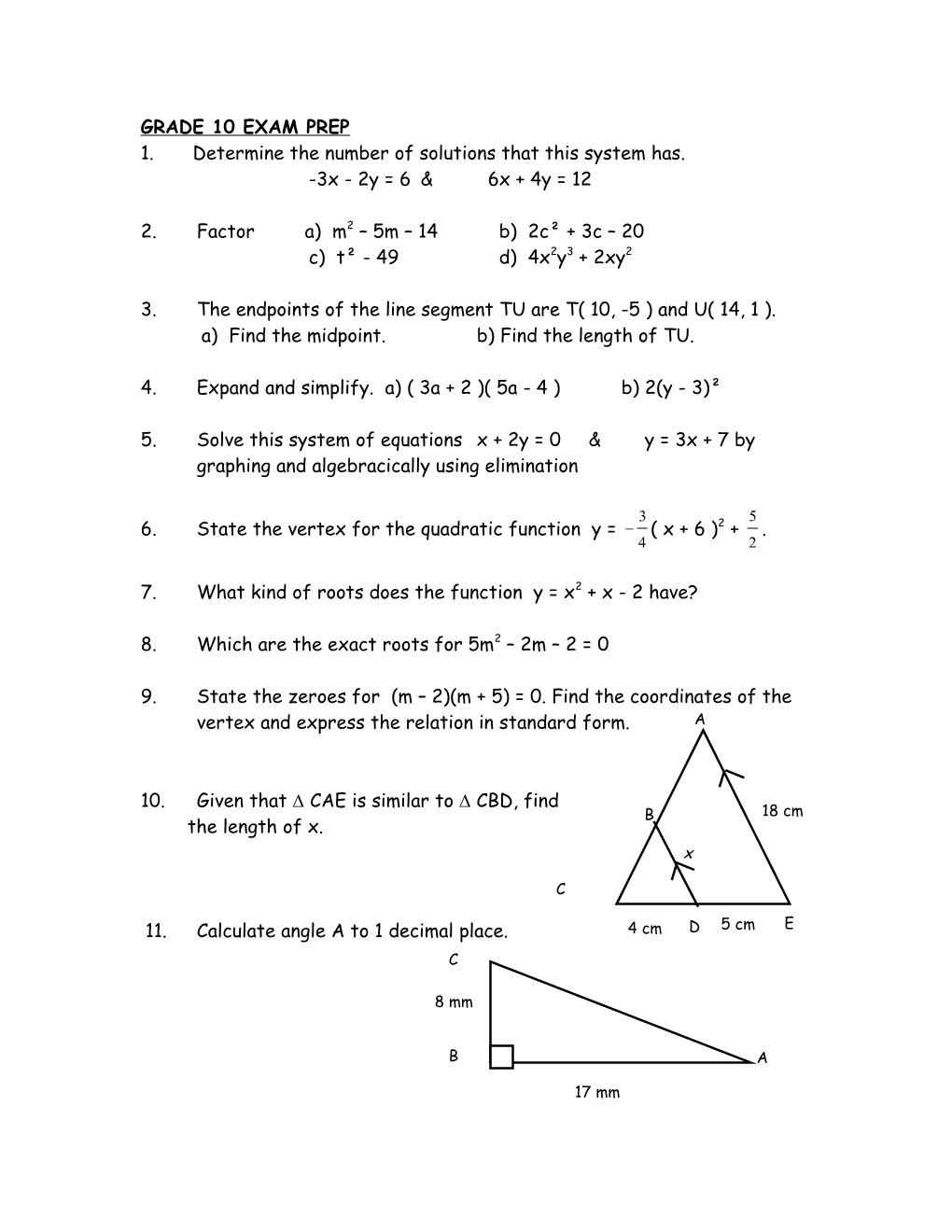 D Summer School Exam