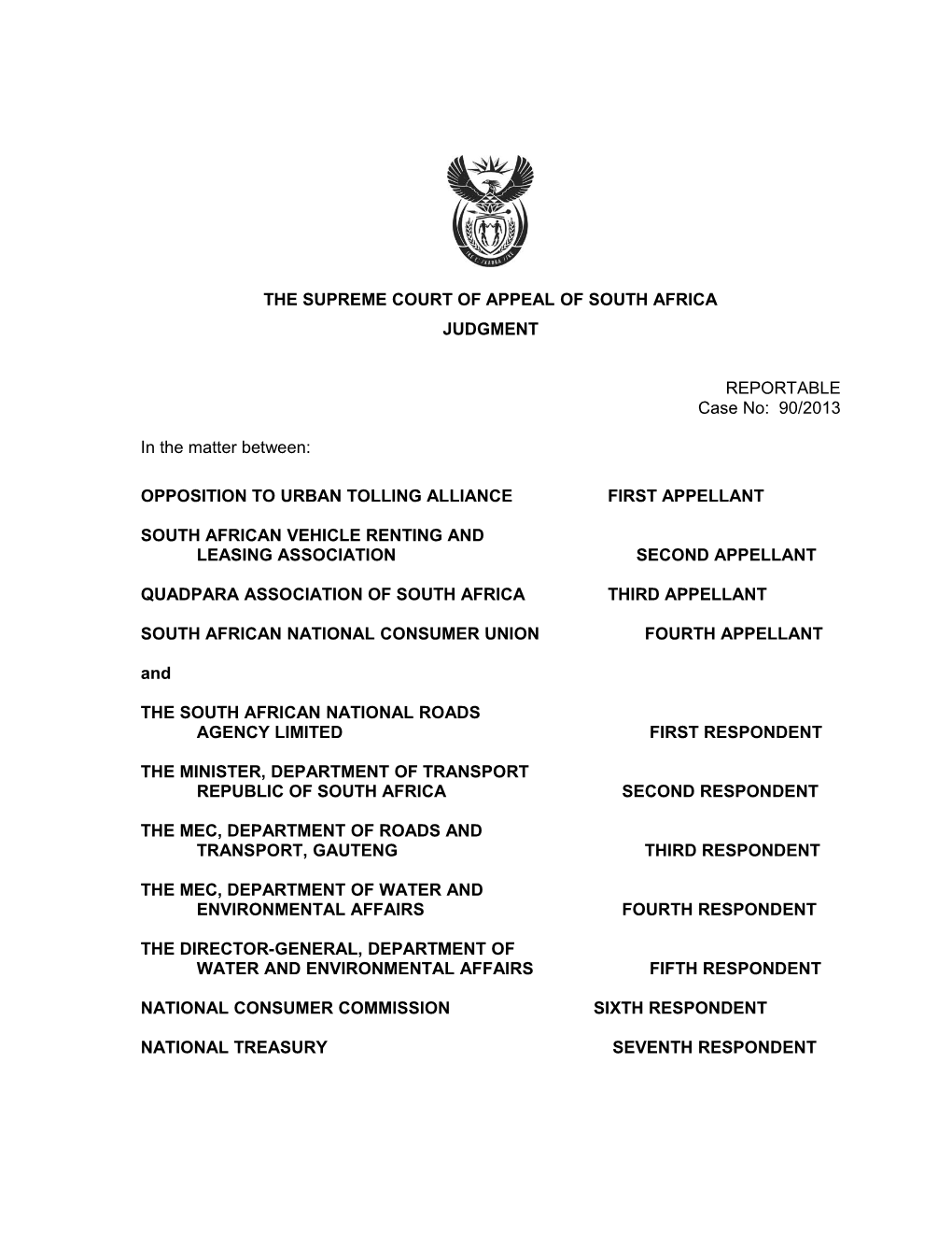 The Supreme Court of Appeal of South Africa s1