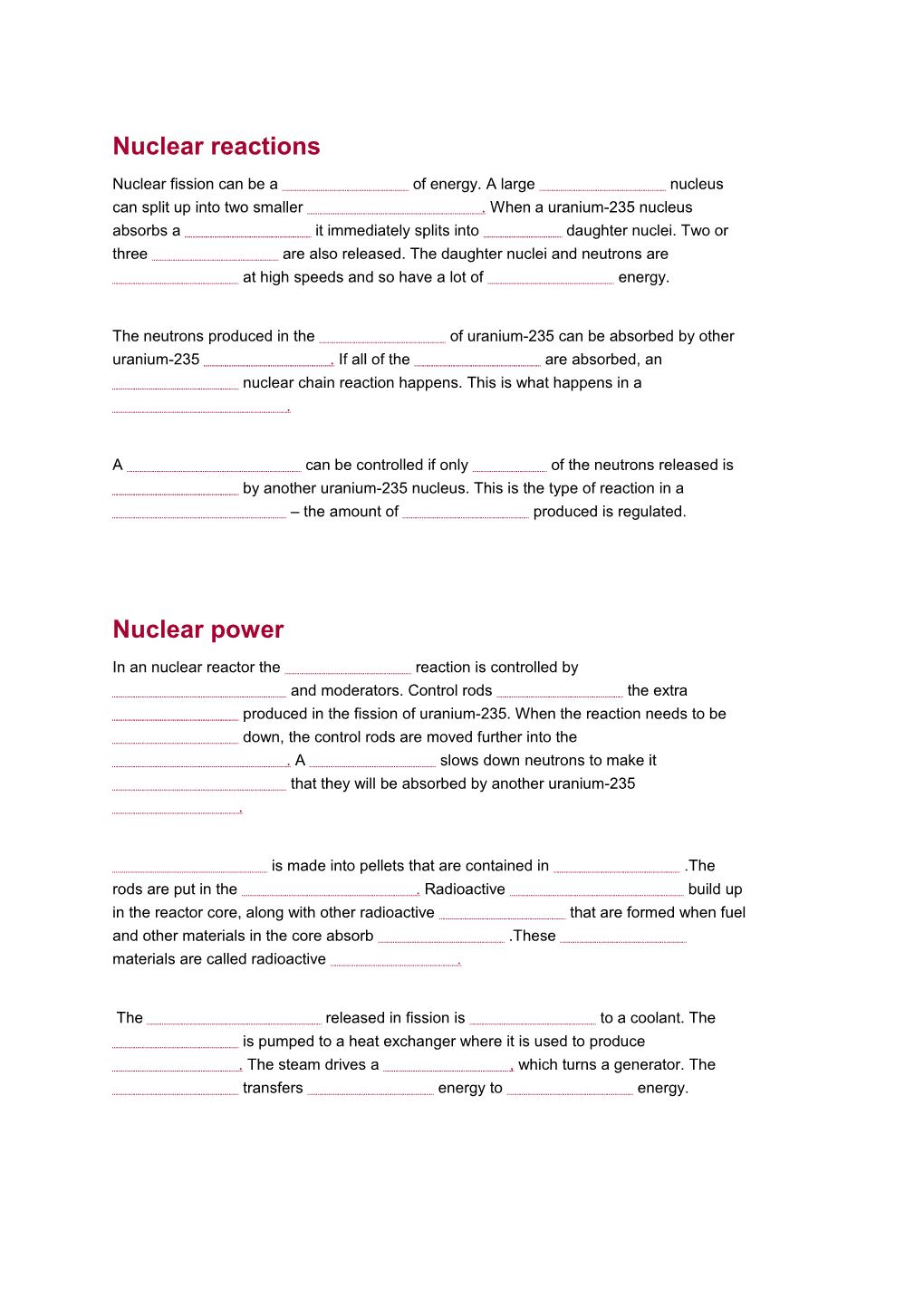 Nuclear Reactions