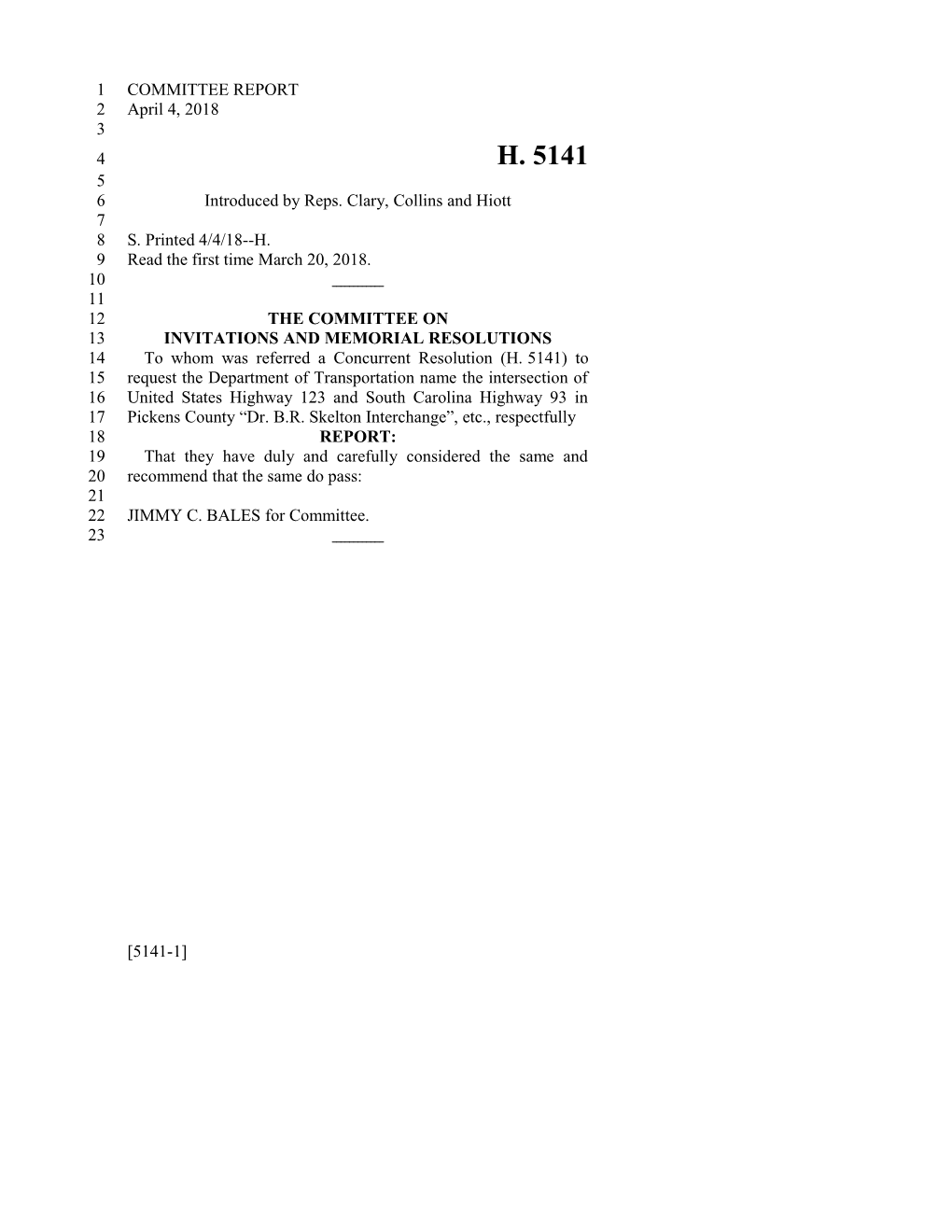 2017-2018 Bill 5141 Text of Previous Version (Apr. 4, 2018) - South Carolina Legislature Online