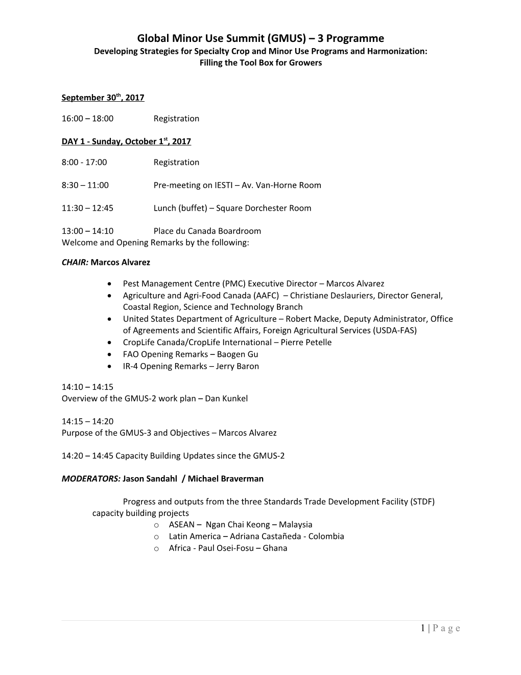 Global Minor Use Summit (GMUS) 3Programme