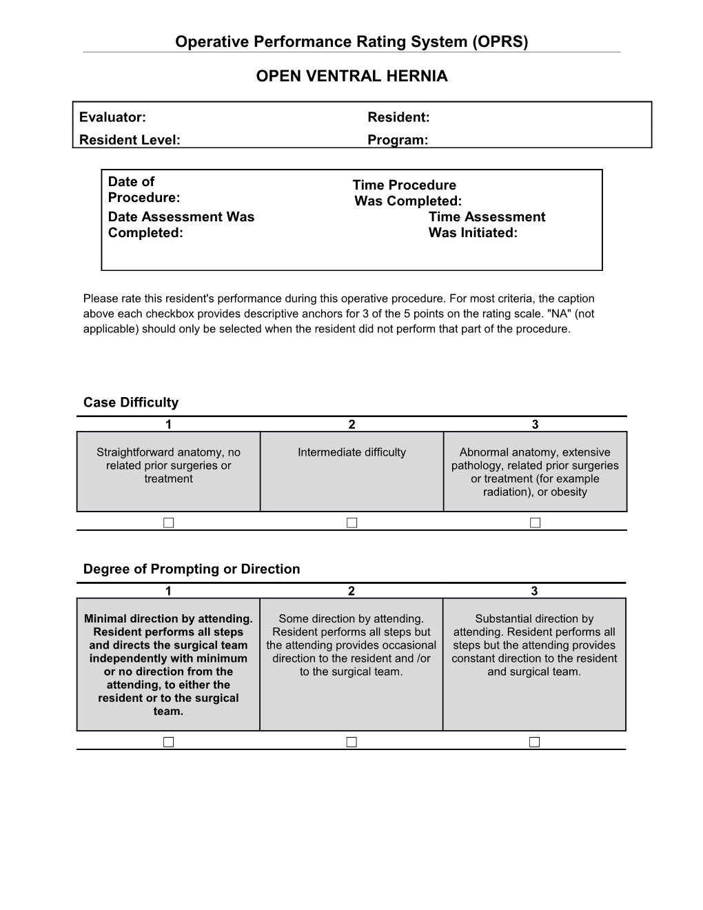 Operative Performance Rating System (OPRS)