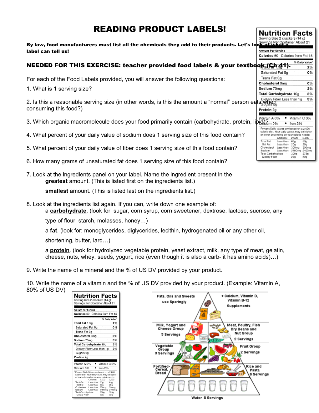 Reading Product Labels