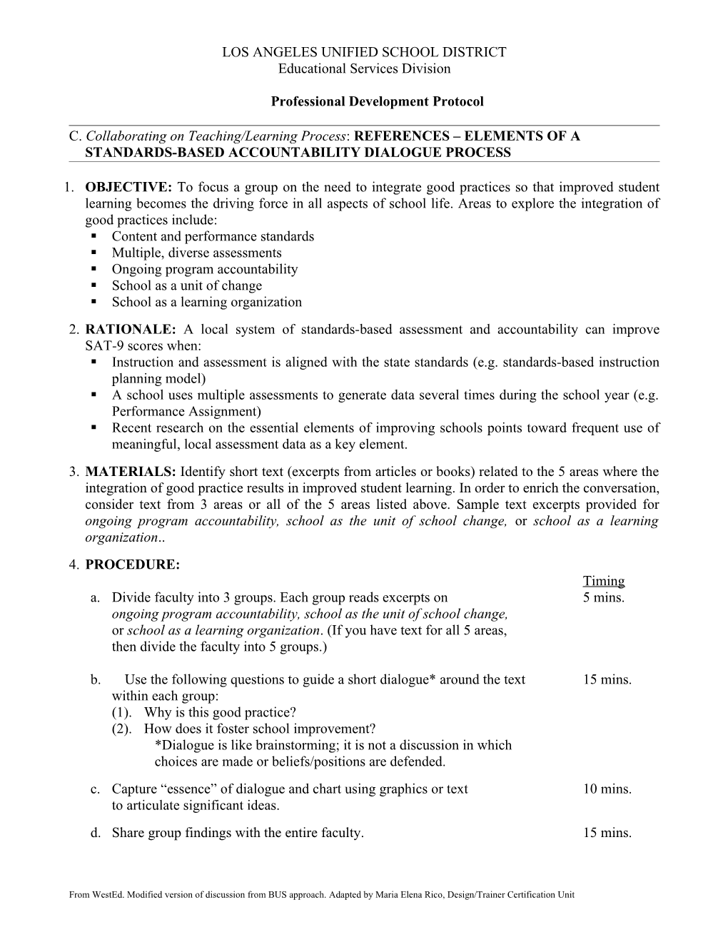 Elements of Standards-Based Accountability Discussion Process