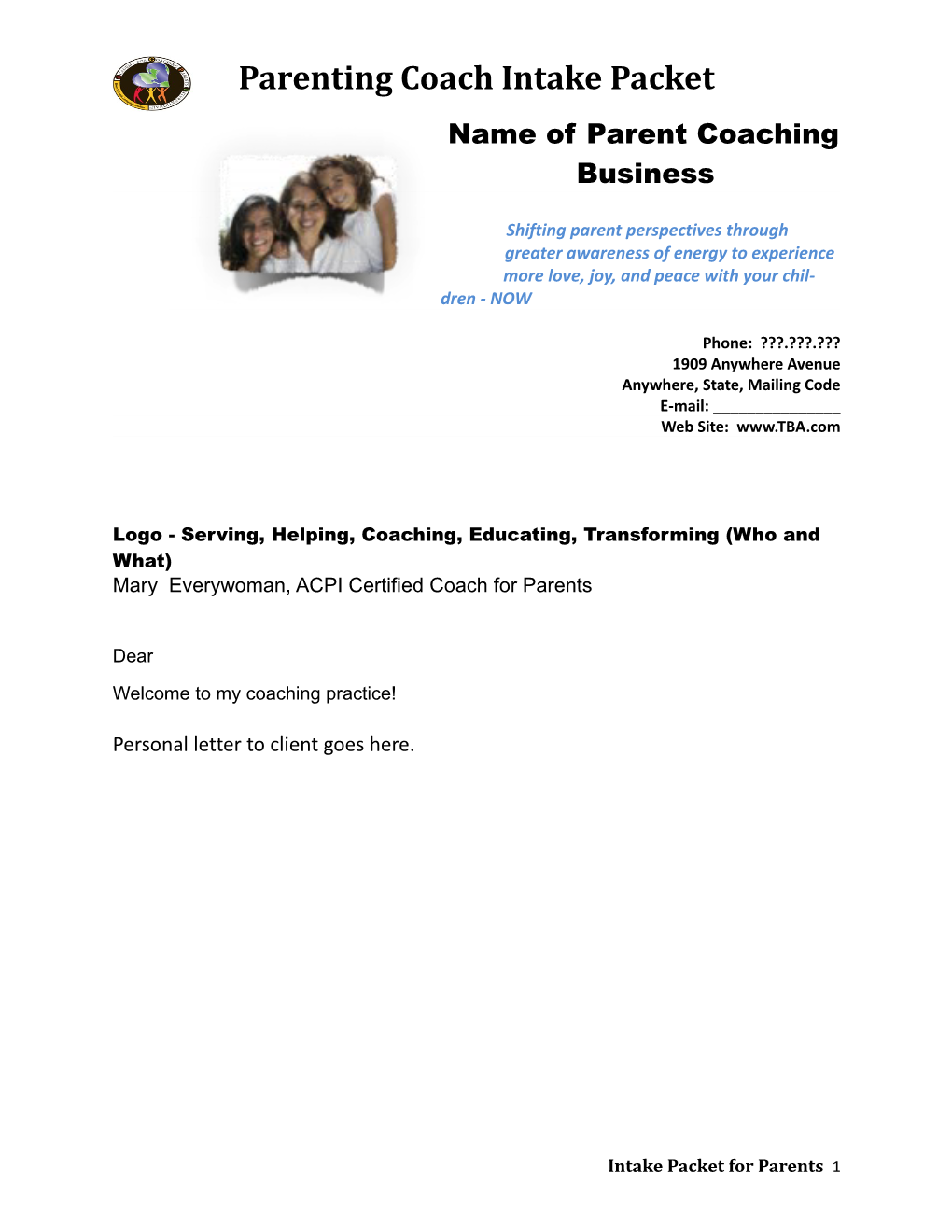 Name of Parent Coaching Business