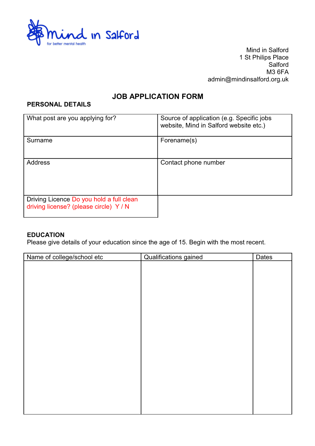 Job Application Form s12
