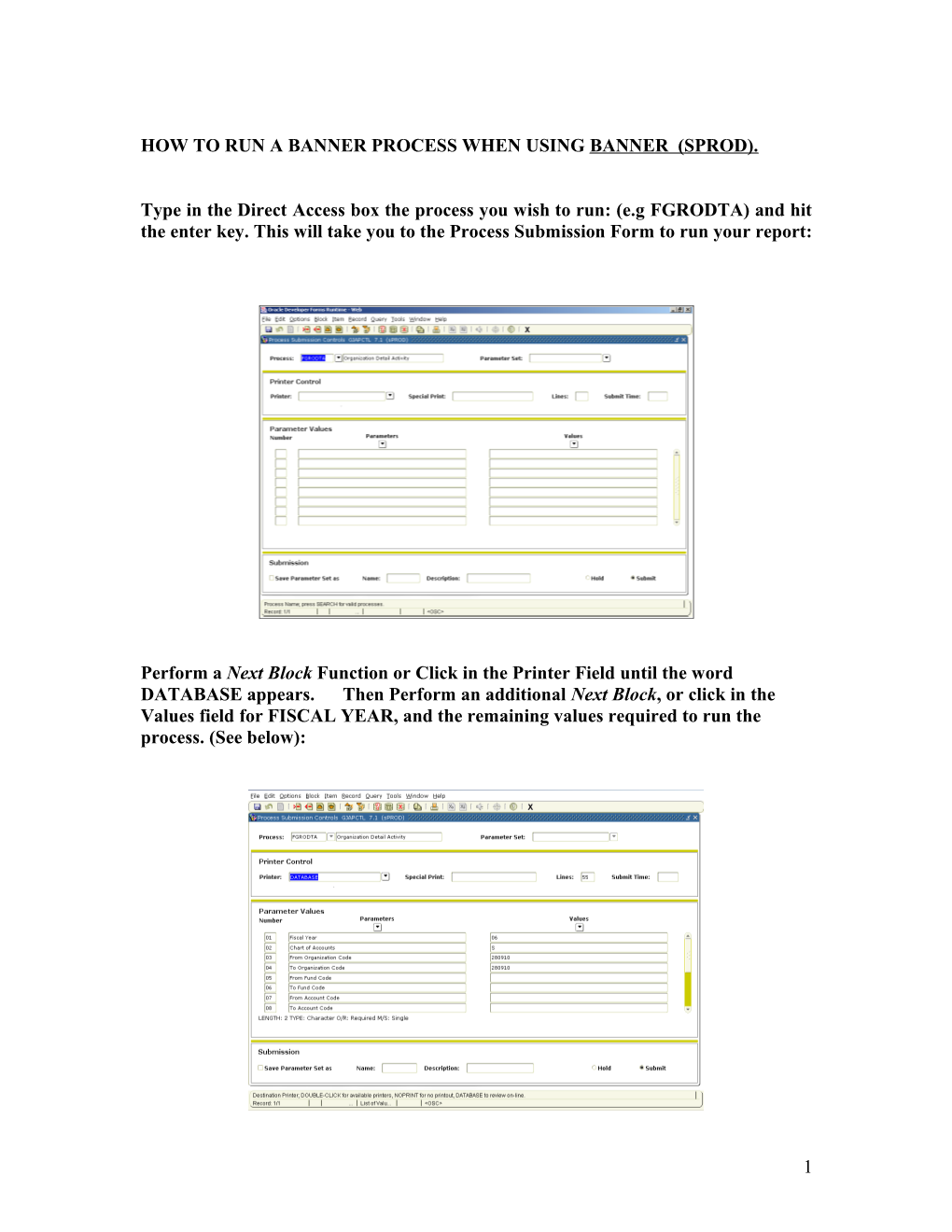 How to Run a Banner Process When Using Banner (Sprod)