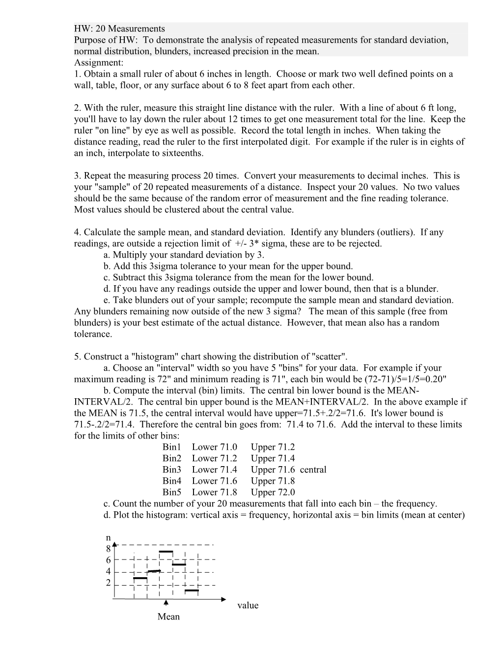 Purpose of HW: to Demonstrate the Analysis of Repeated Measurements for Standard Deviation