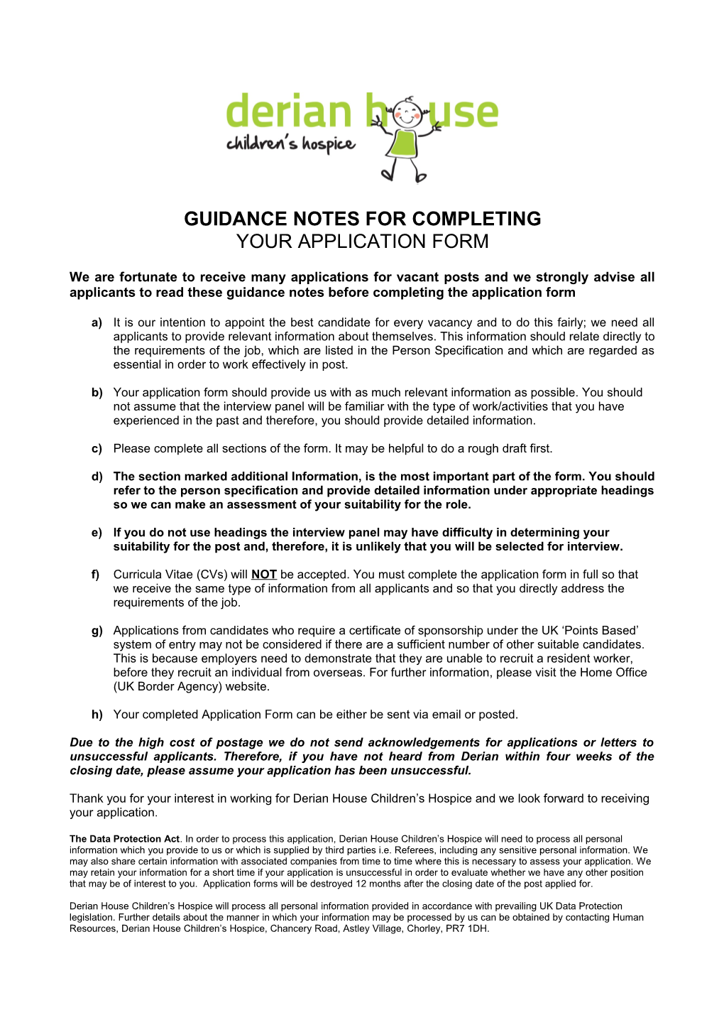 Guidance Notes for Completing