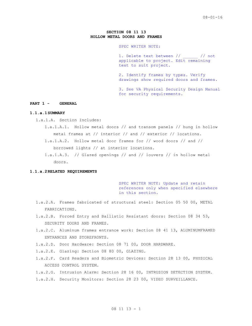 Section 08 11 13 - Hollow Metal Doors and Frames