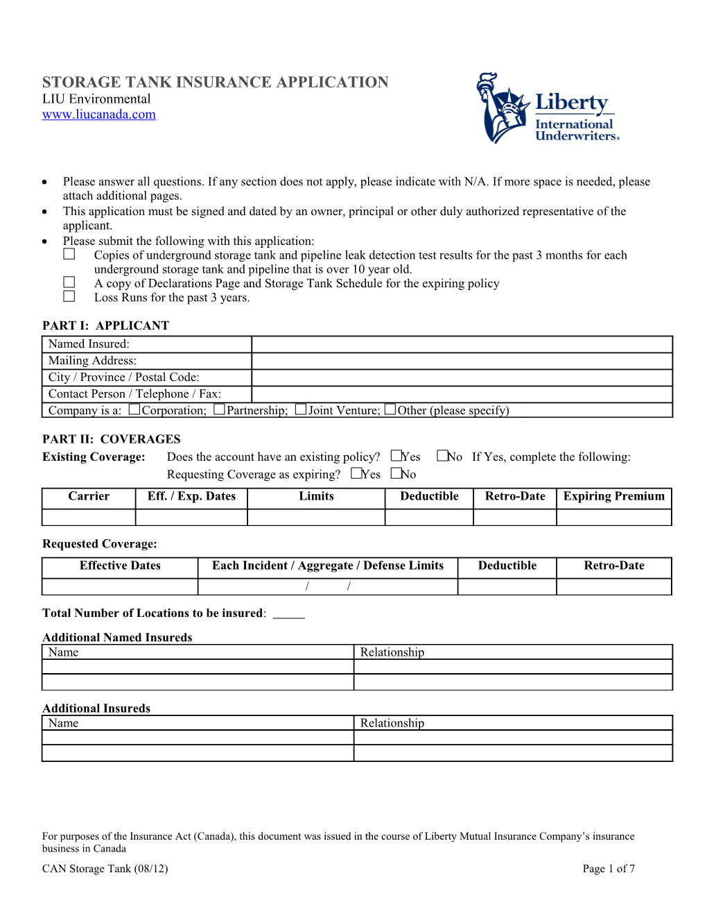 Application - Storage Tank Pollution