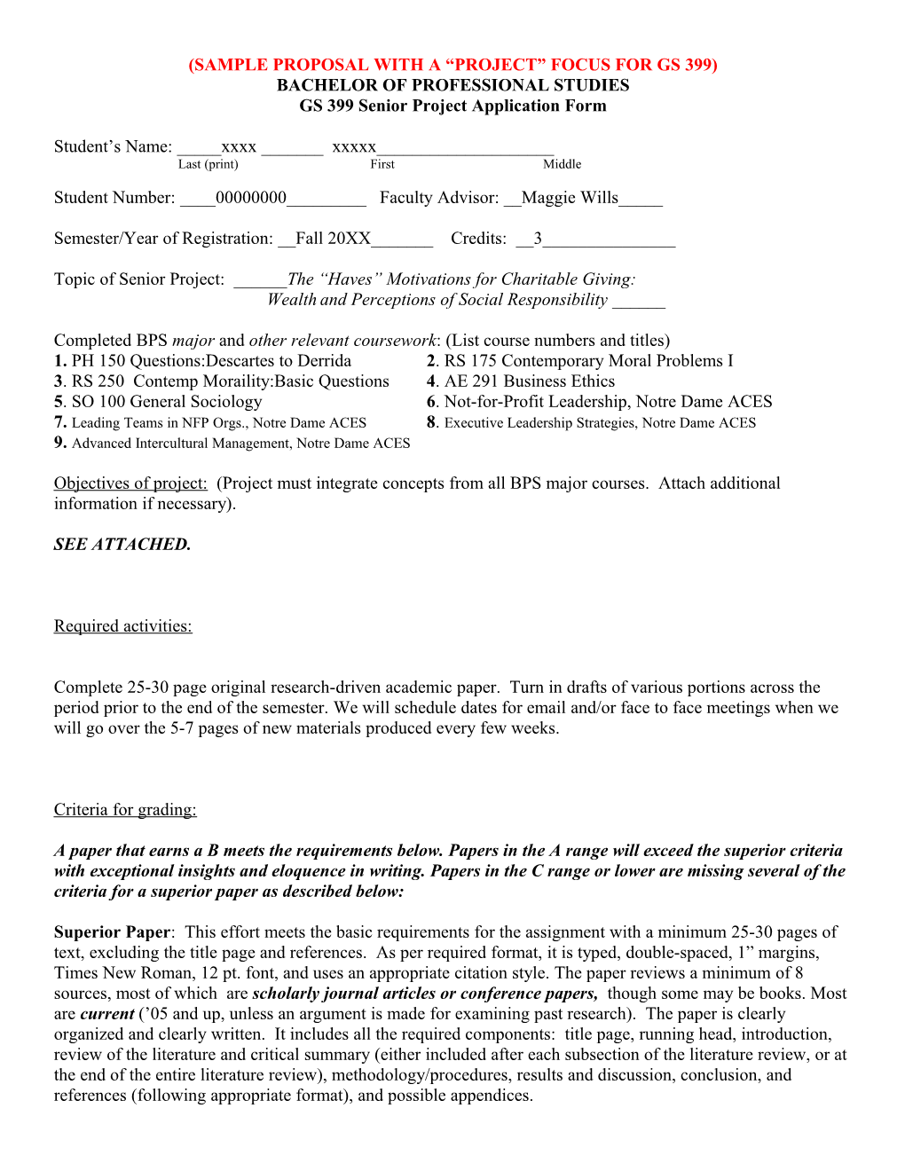 Sample Proposal with a Project Focus for Gs 399