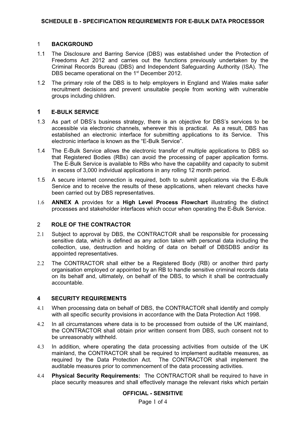 Schedule B - Specification Requirements for E-Bulk Data Processor