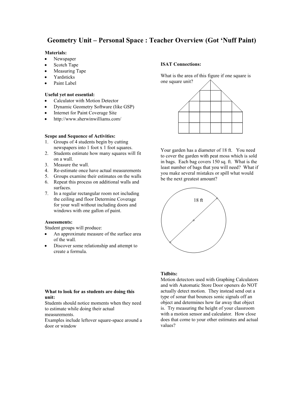 Geometry Unit: Teacher Overview