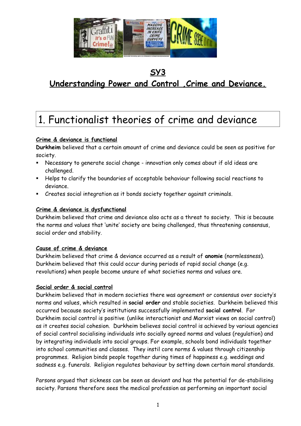 Understanding Power and Control ,Crime and Deviance