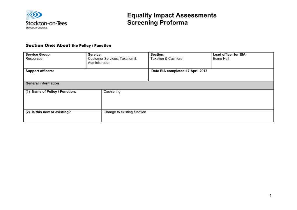 Equality Impact Assessments