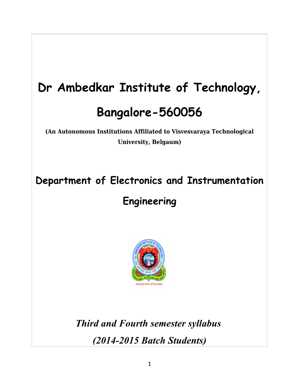 Dr Ambedkar Institute of Technology, Bangalore-560056