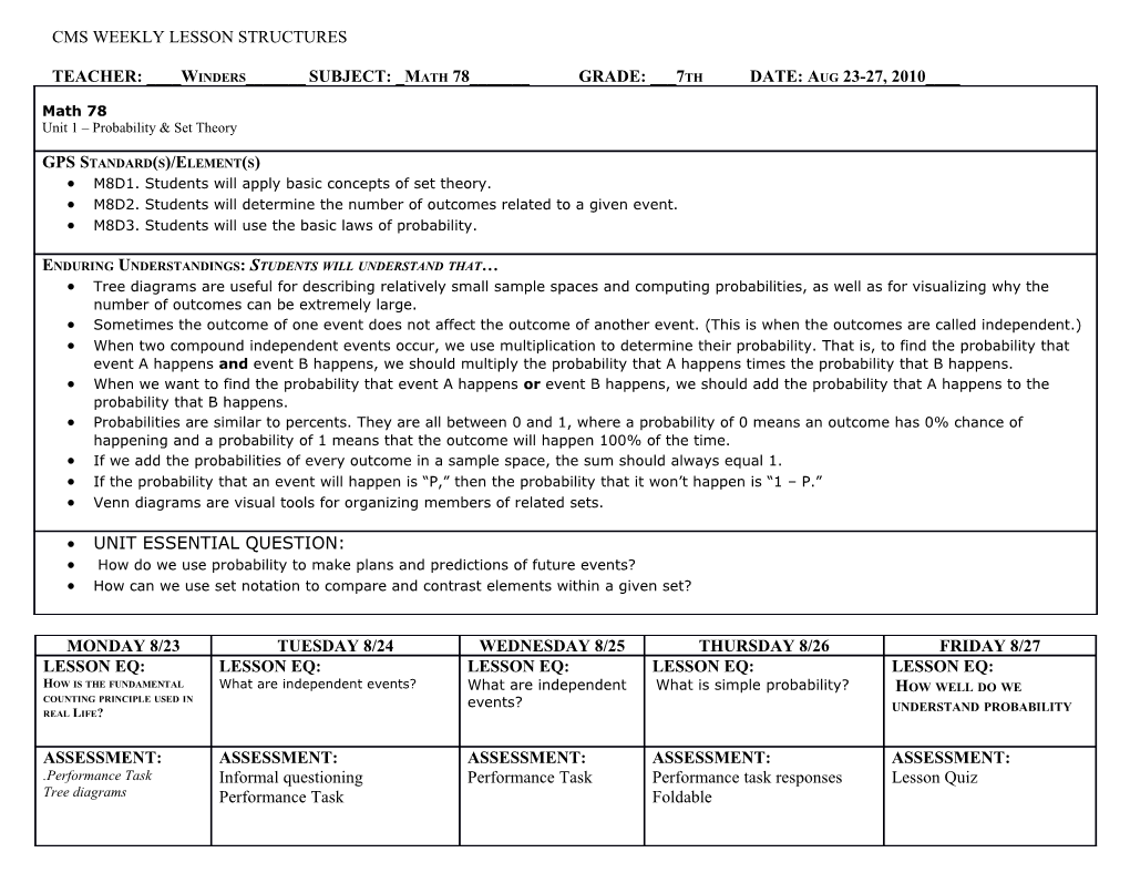 Cms Weekly Lesson Structures s2