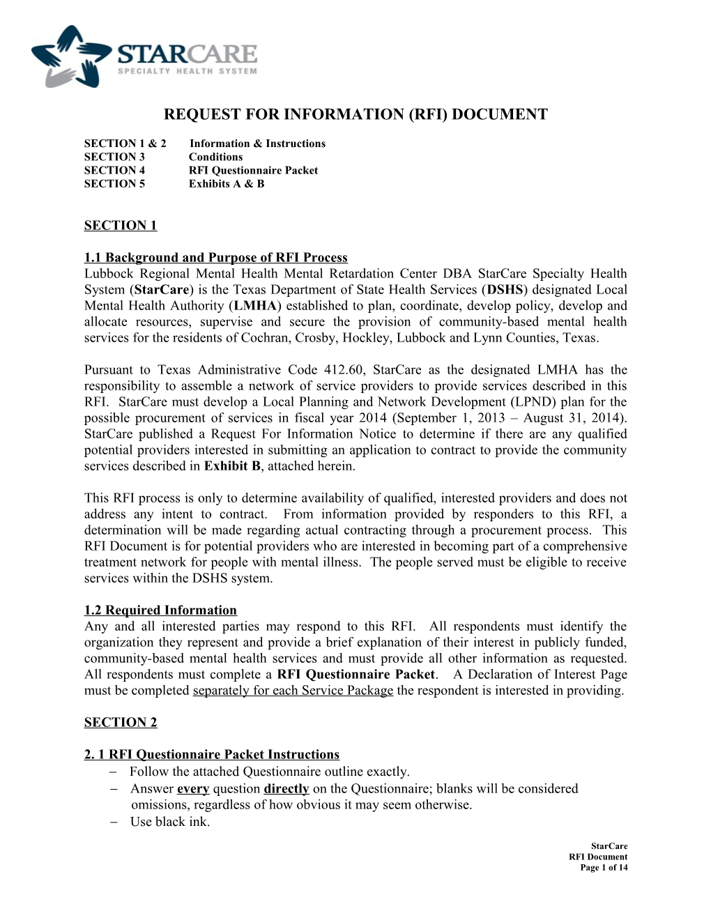 Request for Information (Rfi) Document