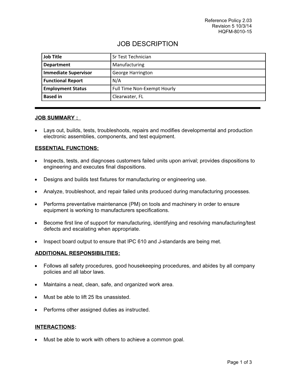 Job Description for Salaried Associates