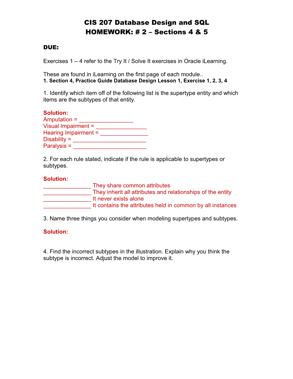 CIS 207 Database Design and SQL