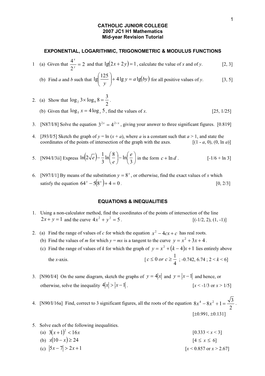 Mid-Year Revision Tutorial