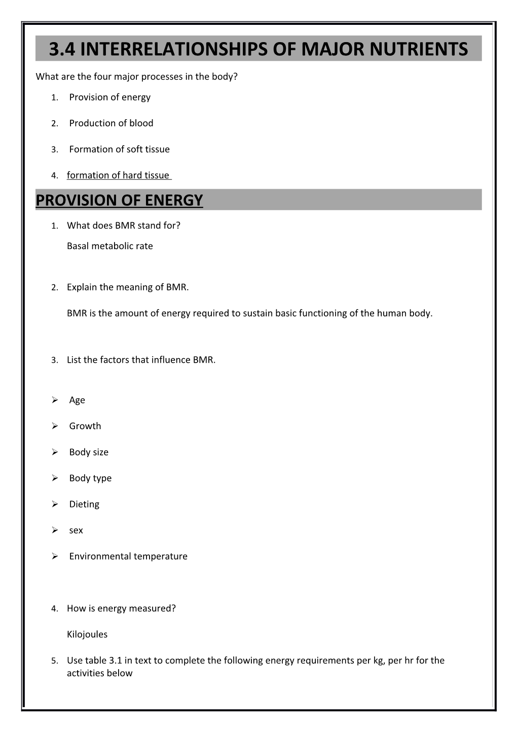 3.4 Interrelationships of Major Nutrients