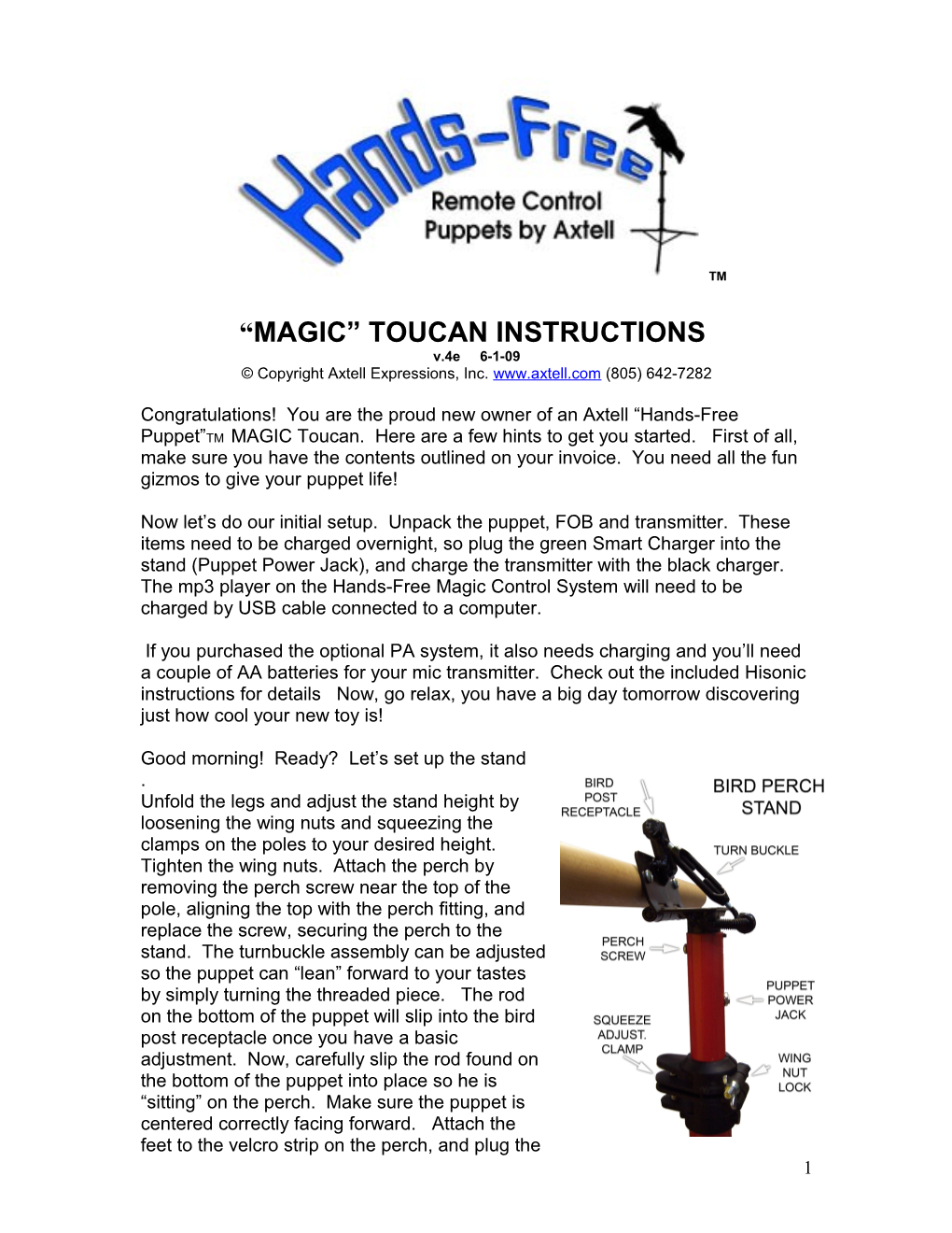 MAGIC TOUCAN INSTRUCTIONS V.4E 6-1-09