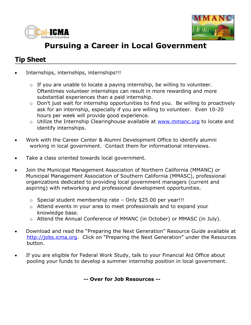 Pursuing a Career in Local Government