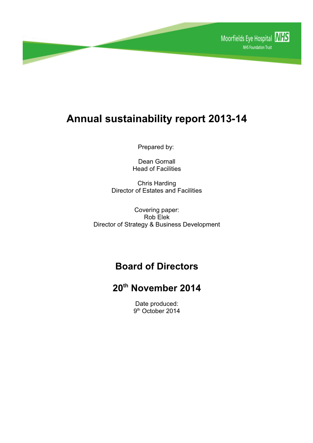 Annual Sustainability Report 2013-14