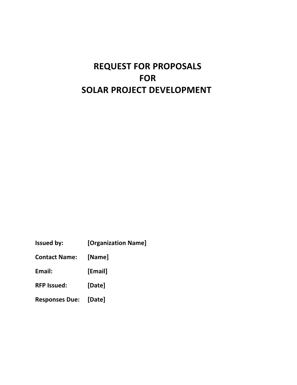 Request for Proposals for Solar Project Development