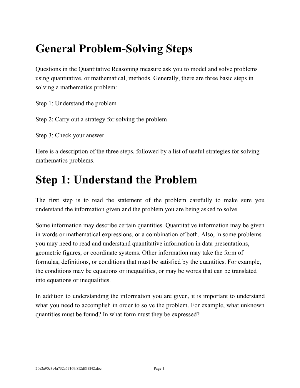 General Problem-Solving Steps