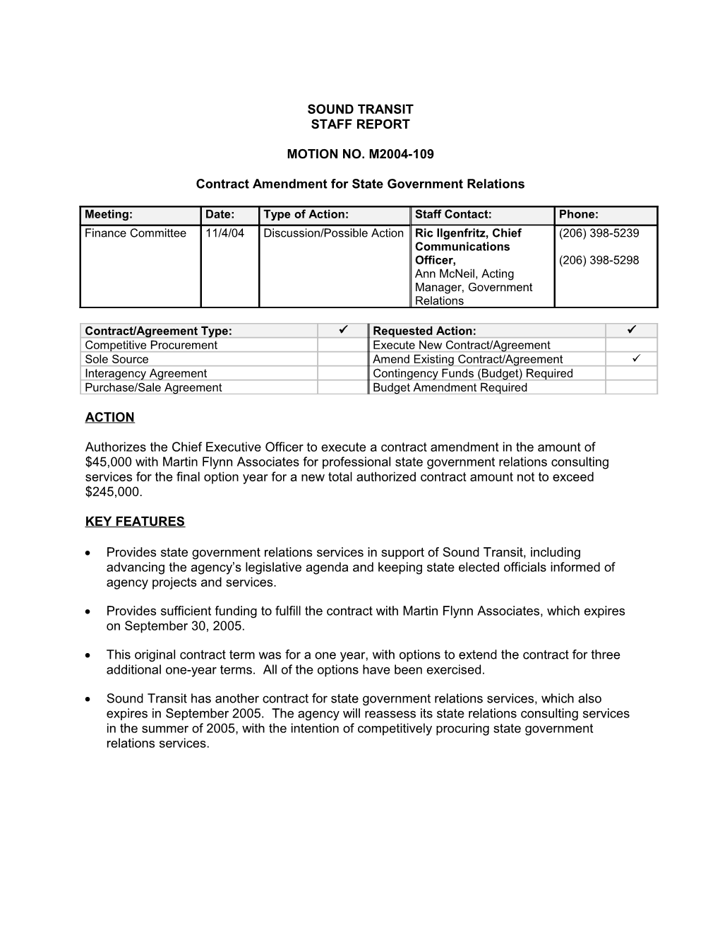 Contract Amendment for State Government Relations