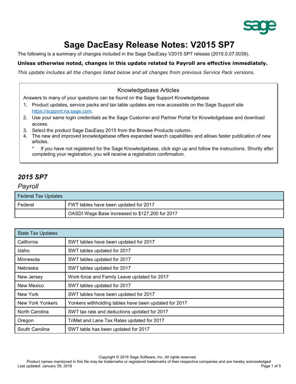Sage Businessworks Release Notes