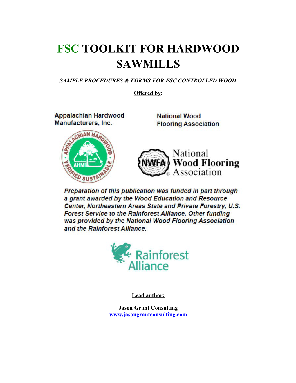 Sample Procedures & Forms for Fsc Controlled Wood