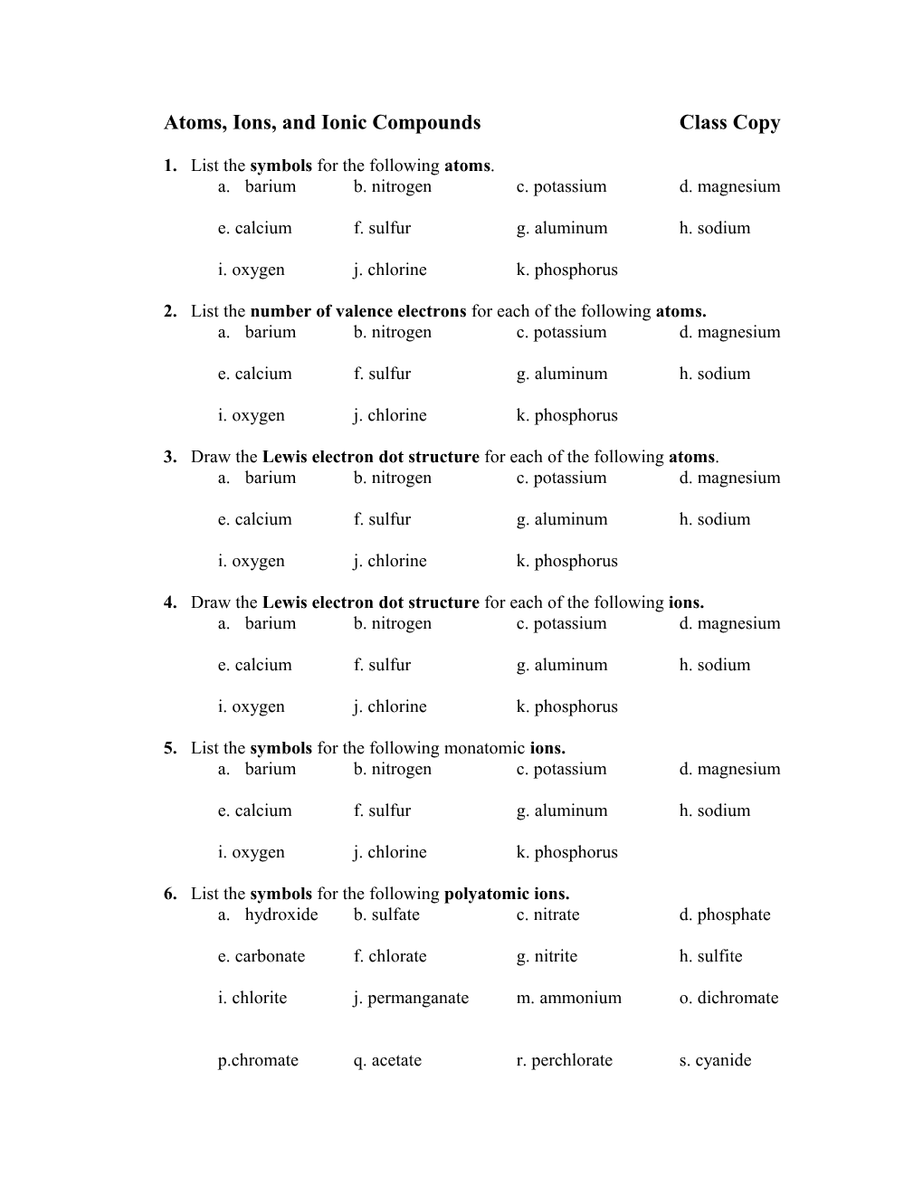 Atoms, Ions, and Ionic Compounds