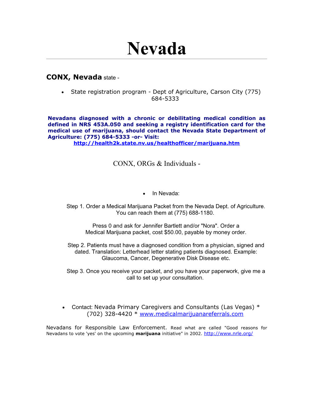 State Registration Program - Dept of Agriculture, Carson City (775) 684-5333
