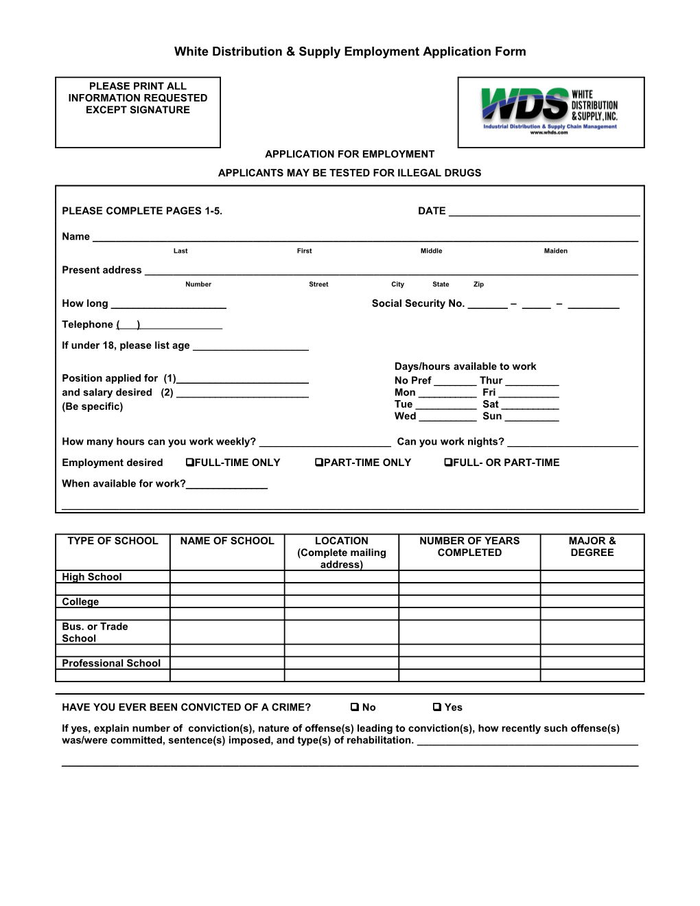 Sample Employment Application Form s5