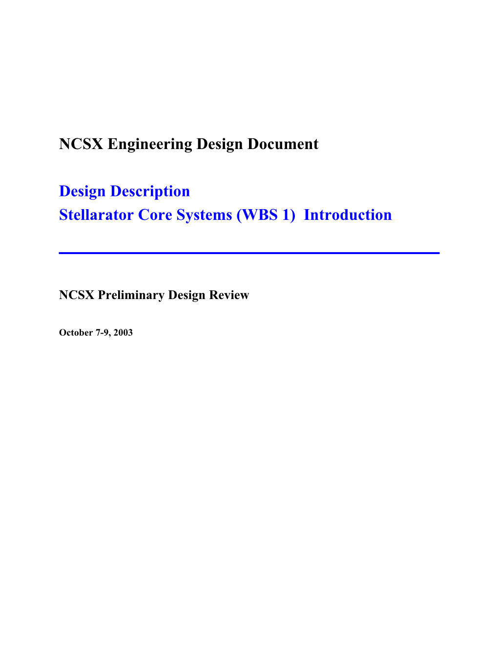 NCSX Engineering Design Document
