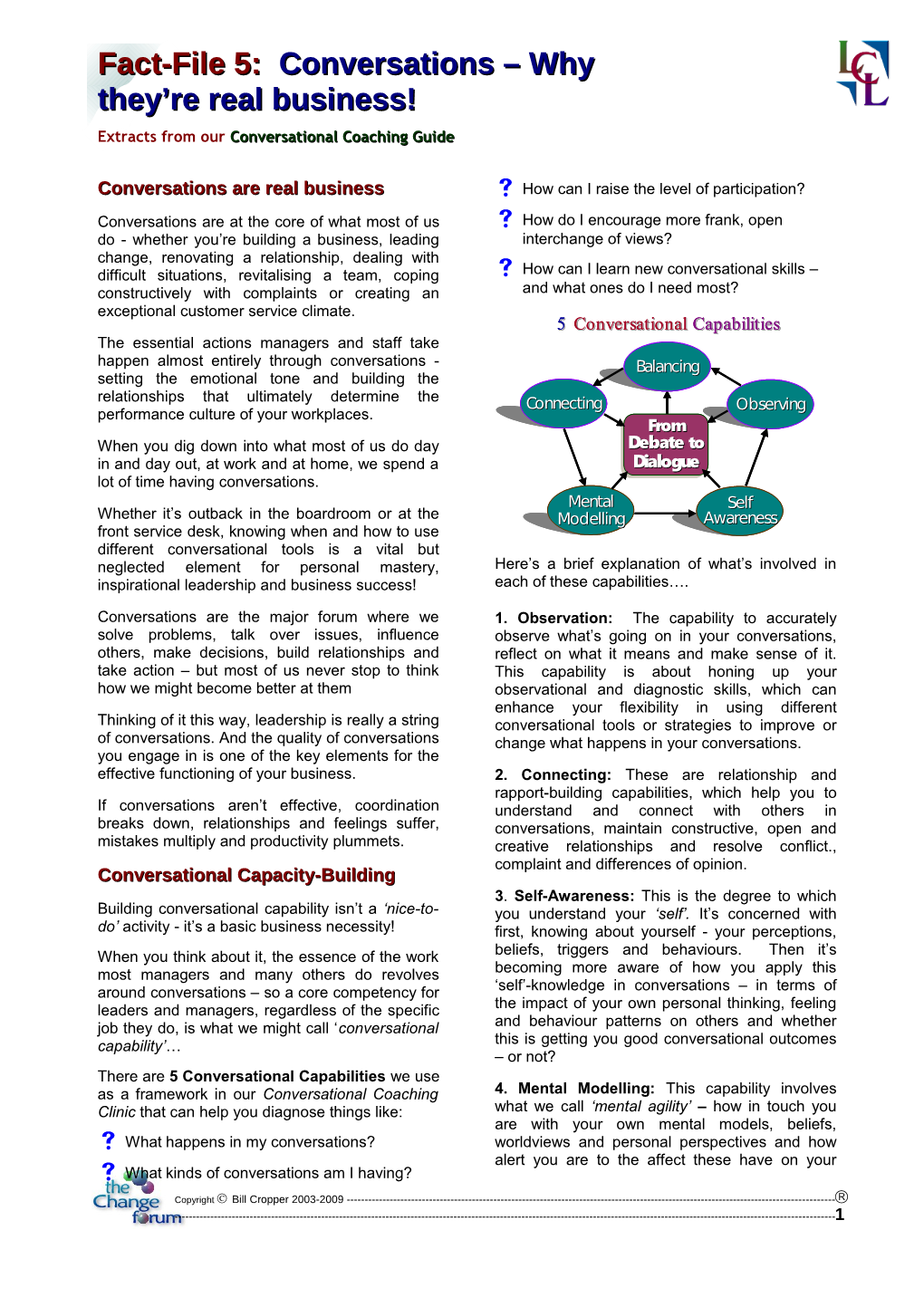 Extracts from Our Conversational Coaching Guide