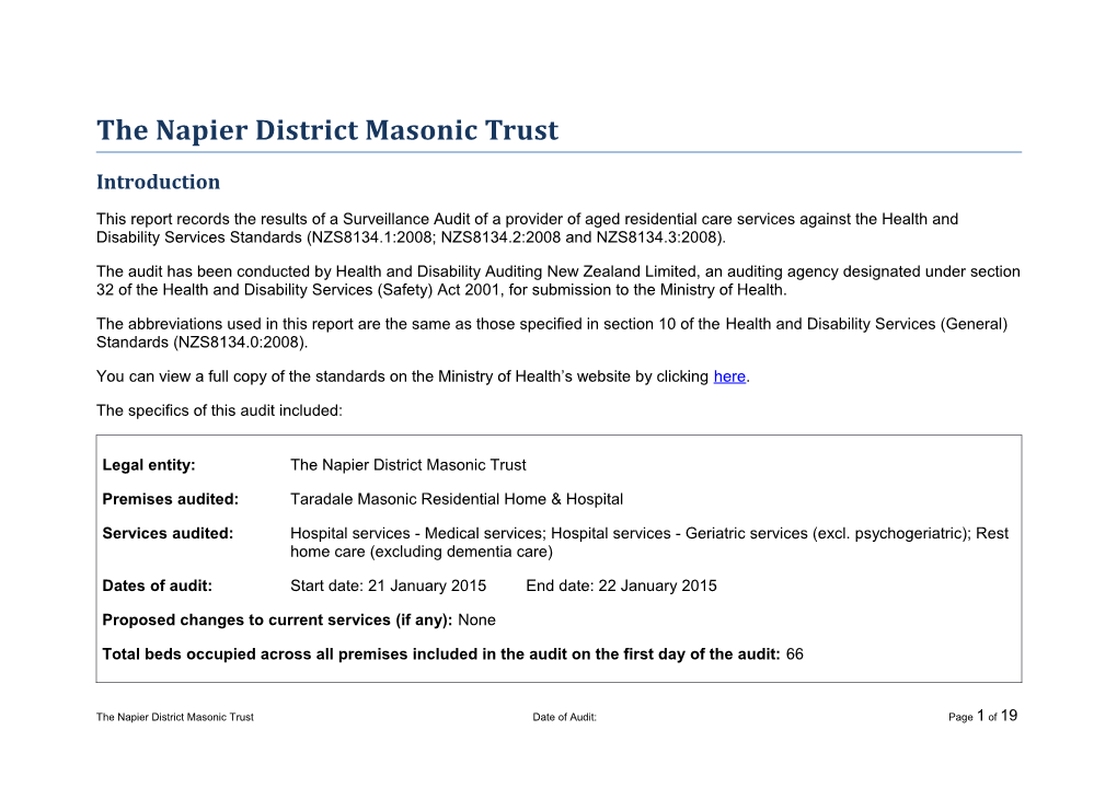 The Napier District Masonic Trust