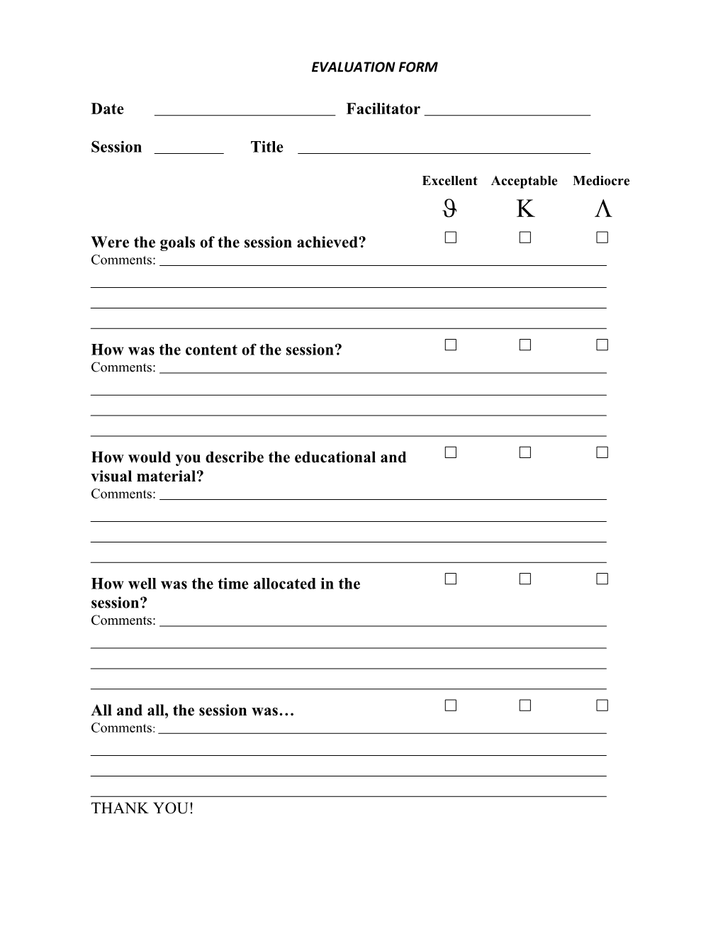 Evaluation Form