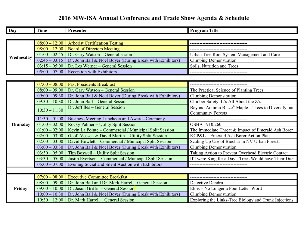 Conference Agenda & Schedule