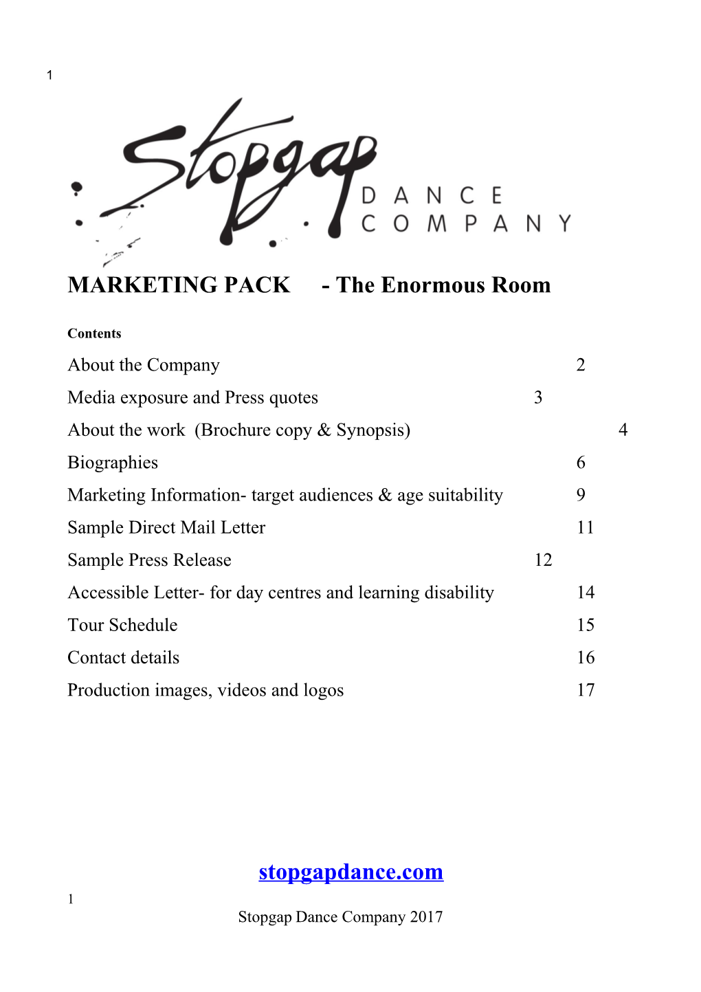 MARKETING PACK - the Enormous Room