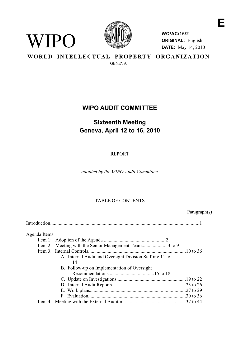 Wipo Audit Committee