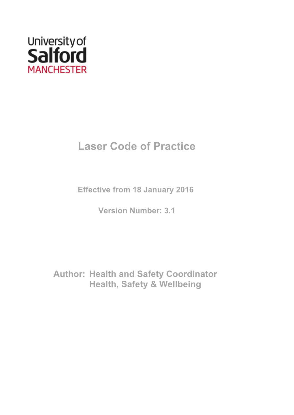 University of Salfordlaser Code of Practice V3.1