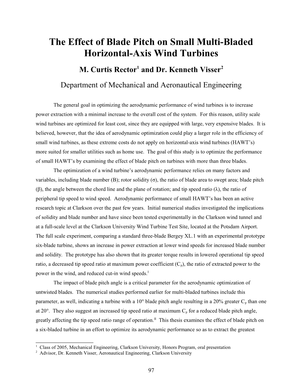 The Effect of Blade Pitch on Small Multi-Bladed Horizontal-Axis Wind Turbines