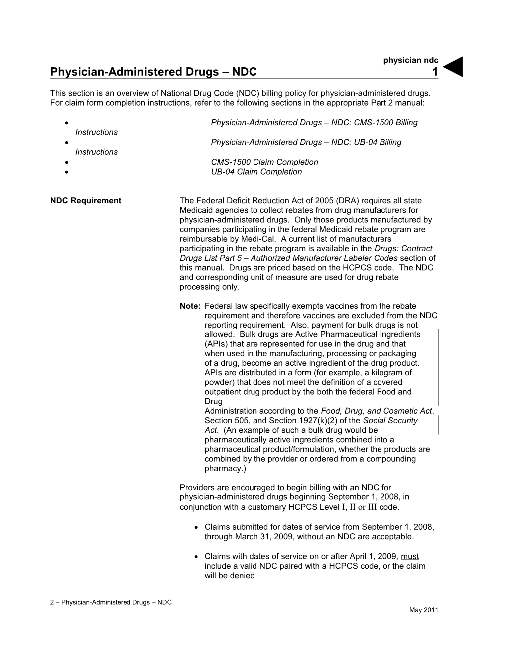 Physician-Administered Drugs: NDC (Physician Ndc)